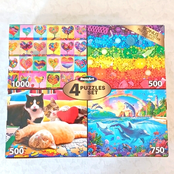 1000-piece puzzle +3 others Puzzles in 1 Set - Picture 3 of 13